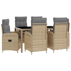 vidaXL Set dining pentru exterior cu pernă 7 pcs Beige și gri deschis