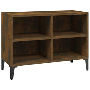 vidaXL Comodă TV, picioare din metal, stejar afumat, 69,5x30x50 cm