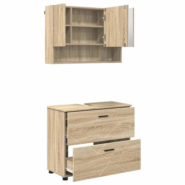 vidaXL Set de mobilier pentru baie cu sertar 2 pcs Stejar Sonoma