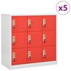 vidaXL Dulapuri vestiar 5 buc. gri deschis și roșu 90x45x92,5 cm oțel