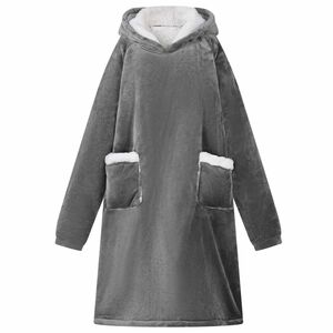 vidaXL Hanorac pătură Gri &icirc;nchis M Fleece și Flanel