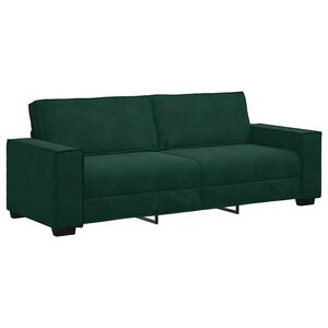 vidaXL Canapea cu 3 locuri, verde &icirc;nchis, 220x78x84 cm, catifea
