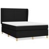 vidaXL Pat box spring cu saltea, negru, 140x190 cm, textil