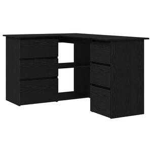 vidaXL Birou Stejar Negru Lemn prelucrat 145 x 100 x 76 cm