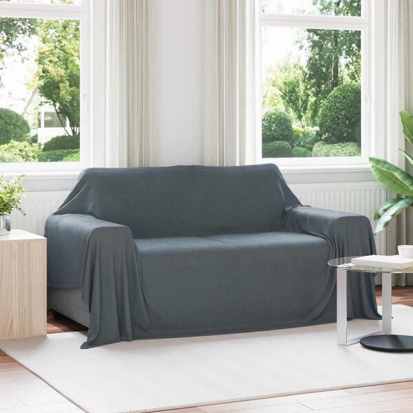 vidaXL Pătura de aruncat Gri &icirc;nchis 280 x 210 cm Molton