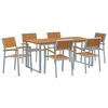 vidaXL Set de masă pentru grădină 7 buc. Gri Lemn Solid de Acacia