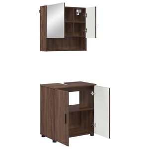 vidaXL Set de mobilier pentru baie Pe perete 2 pcs Stejar &icirc;nchis