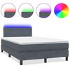 vidaXL Pat cu arcuri cu saltea și LED, gri &icirc;nchis, 120x210 cm, catifea