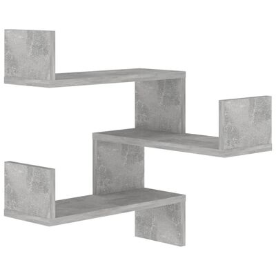vidaXL Rafturi de perete pe colț 2 buc. gri beton 40x40x50 cm PAL