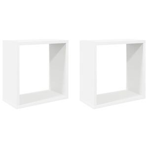 vidaXL Rafturi de perete cub, 2 buc., alb, 30x15x30 cm