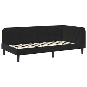 vidaXL Cadru de pat colțar cu headboard Negru 90 x 200 cm Catifea