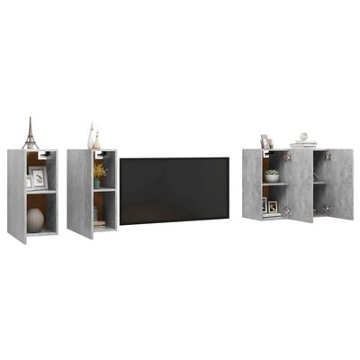 vidaXL Dulapuri TV, 4 buc, gri beton, 30,5x30x60 cm, lemn prelucrat