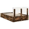 vidaXL Cadru de pat Stejar Afumat 135 x 190 cm Lemn prelucrat