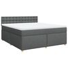 vidaXL Pat box spring cu saltea, gri &icirc;nchis, 180x200 cm, textil