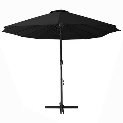 vidaXL Umbrelă de soare exterior cu stâlp aluminiu, negru, 460x270 cm