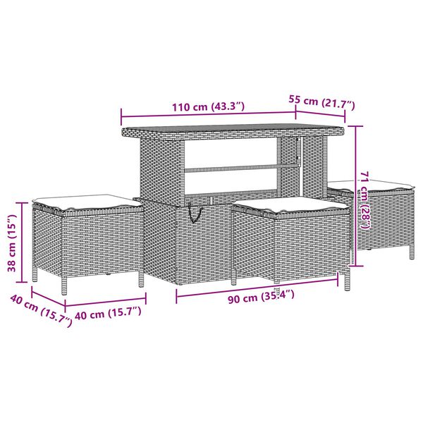 vidaXL Set de canapele pentru grădină cu pernă Negru Rattan poli