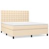 vidaXL Pat continental cu saltea, crem, 180x200 cm, textil