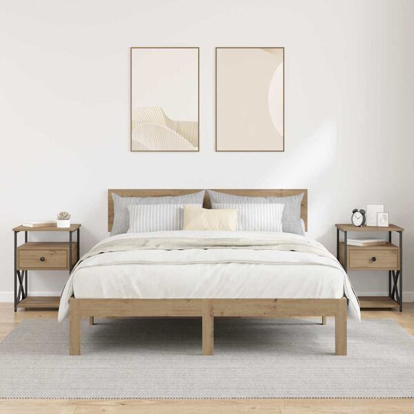 vidaXL Dulap de noapte 2 pcs Stejar Artizanal 40 x 42 x 55 cm