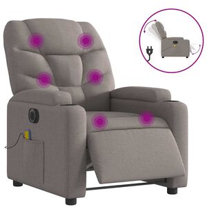 vidaXL Fotoliu electric de masaj rabatabil, gri taupe, textil