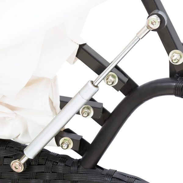 vidaXL Pat șezlong de exterior cu baldachin, negru, poliratan