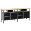 vidaXL Set banc de lucru cu sertar 2 pcs Negru și Gri 200 x 55 x 85 cm