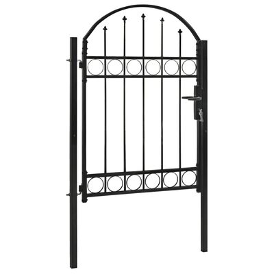 vidaXL Poartă de gard cu arcadă, negru, 100 x 125 cm, oțel