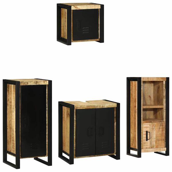 vidaXL Set de mobilier pentru baie 4 pcs Maro Lemn de mango solid
