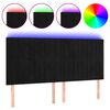 vidaXL Tăblie de pat cu LED, negru, 200x5x118/128 cm, catifea