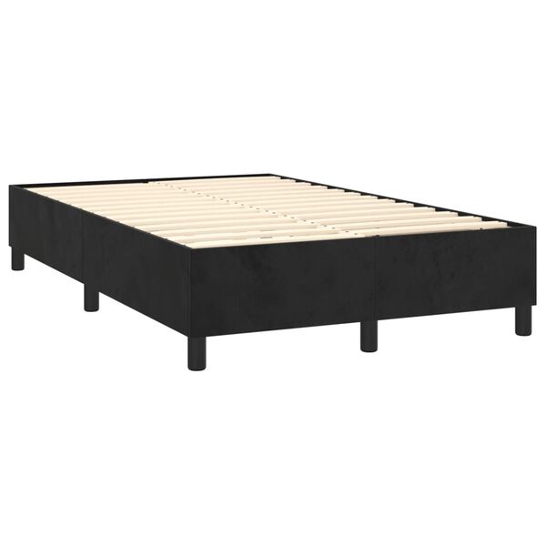vidaXL Pat box spring cu saltea, negru, 120x190 cm, catifea