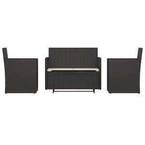 vidaXL Set mobilier de exterior cu perne, 4 piese, negru, poliratan