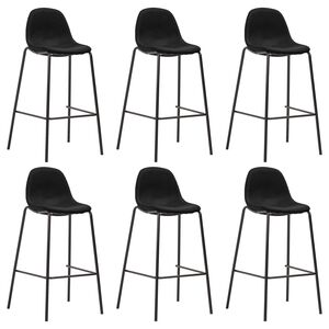 vidaXL Scaune de bar, 6 buc., negru, material textil