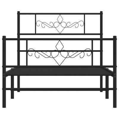 vidaXL Cadru pat metalic cu tăblii de cap/picioare, negru, 75x190 cm