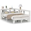 vidaXL Pat cu bibliotecă fără saltea, alb, 135x190 cm, lemn masiv pin