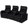 vidaXL Fotoliu rabatabil cu 3 locuri, piele artificială, negru