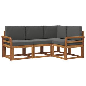 vidaXL Set de canapele de exterior cu pernă 4 pcs Natural și Antracit