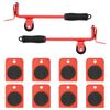 vidaXL Role pentru mobilă, 8 buc., cu dispozitive de ridicare, roșii, 9,8x7,5x3 cm, 150 kg
