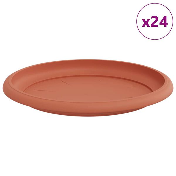 vidaXL Tavă rotundă pentru flori 24 pcs Roșu cărămidă &Oslash; 14 x 2 cm