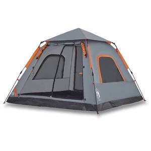 vidaXL Cort camping cupolă 5 persoane, gri/portocaliu, setare rapidă