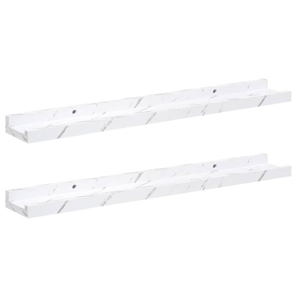 vidaXL Raft de perete 2 pcs Marmură albă 60 x 9 x 3 cm Lemn compozit