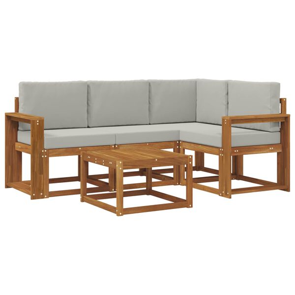 vidaXL Set de canapele de exterior 5 pcs Gri natural și deschis