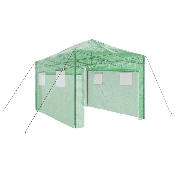vidaXL Seră cu cadru pop-up cu acoperiș Verde 290 x 430 x 315 cm Fier
