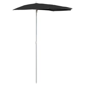 vidaXL Umbrelă de grădină cu st&acirc;lp, negru, 180x90 cm, semirotundă