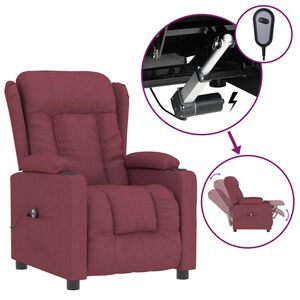 vidaXL Fotoliu rabatabil electric, roșu vin, material textil