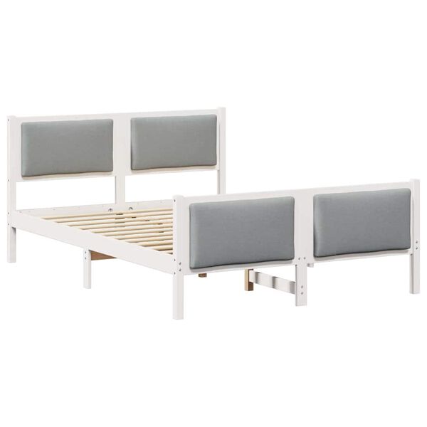 vidaXL Cadru de pat cu headboard Gri deschis 135 x 190 cm țesătură