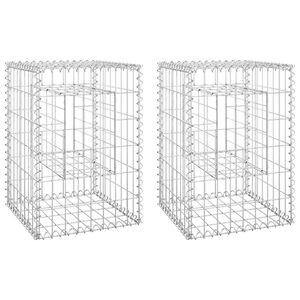 vidaXL St&acirc;lpi tip coș gabion, 2 buc., 40x40x60 cm, fier