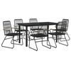 vidaXL Set mobilier de grădină, 7 piese, negru, ratan PVC