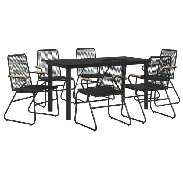 vidaXL Set mobilier de grădină, 7 piese, negru, ratan PVC