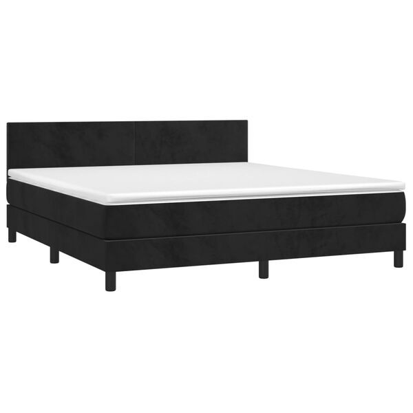 vidaXL Pat box spring cu saltea, negru, 180x200 cm, catifea