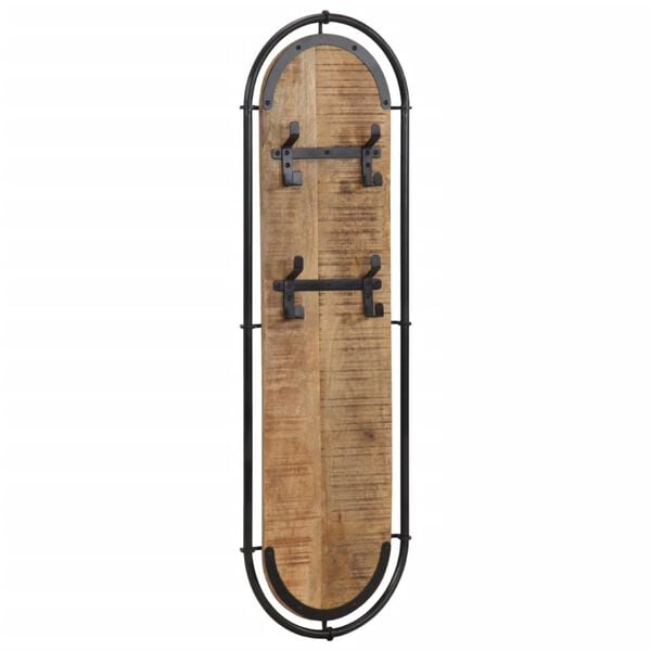 vidaXL Cuier haine de perete cu 4 cârlige, 2 buc., lemn masiv mango