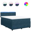 vidaXL Pat box spring cu saltea, albastru, 140x200 cm, catifea